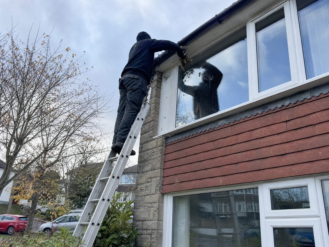 Gutters cleared and running clear on a Bristol house